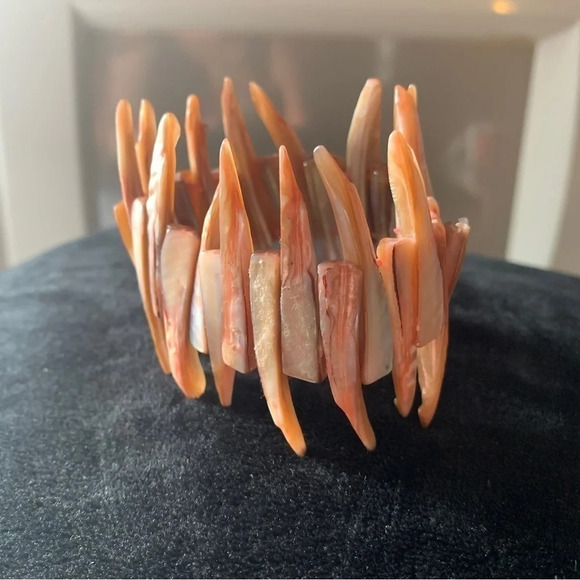 Abalone  Shell Shard Cuff Bracelet - Picture 3 of 5